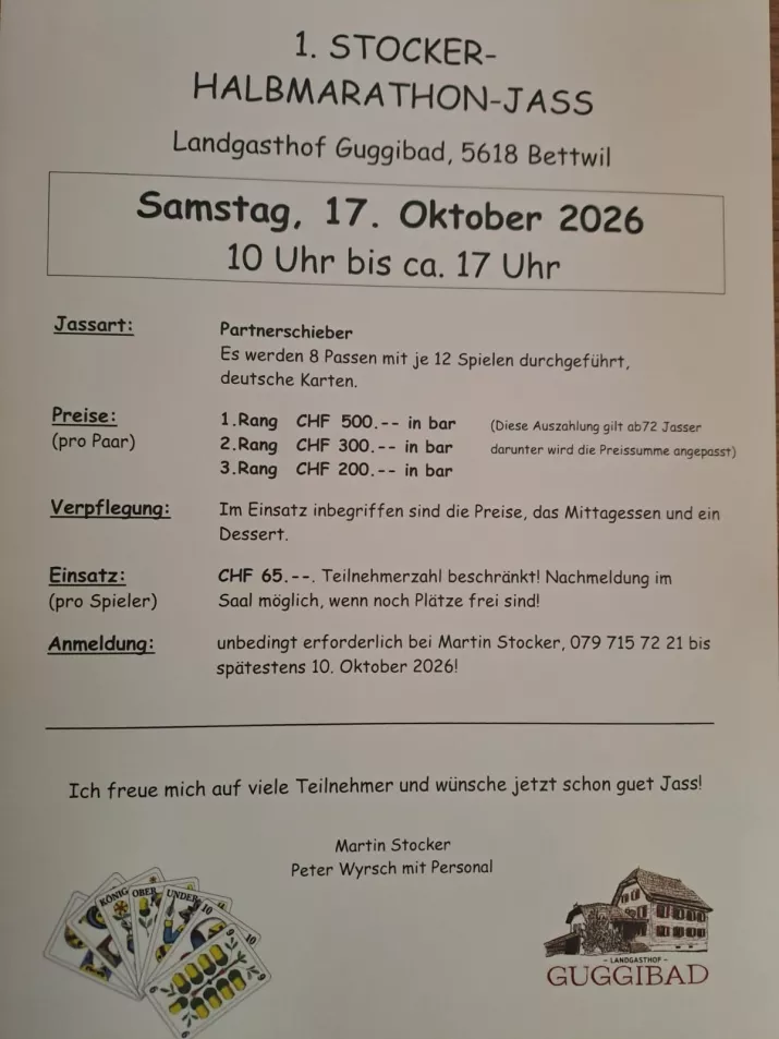 1. Stocker Halbmaraton-Jass Landgasthof Guggibad